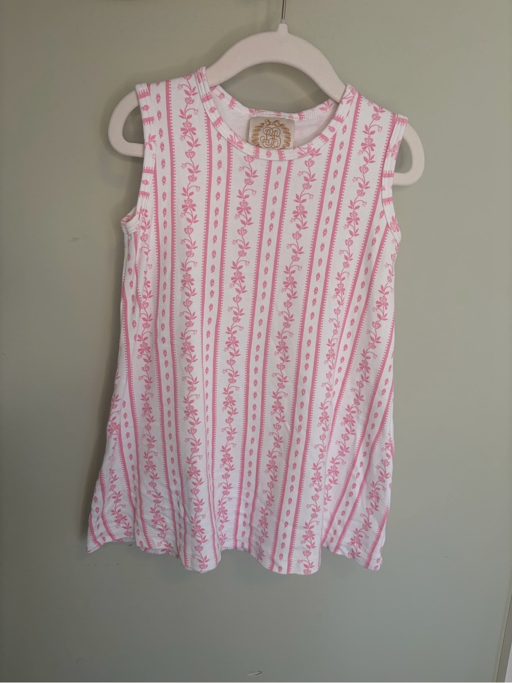 The Beaufort Bonnet Company Pink & White Sleeveless Floral Stripe Dress